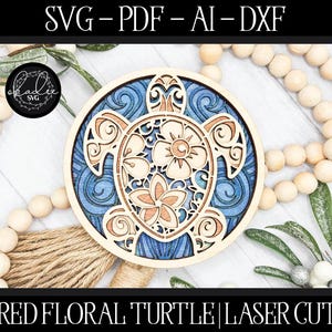 Laser-Schildkröte, Laser-Datei, Laser-Schnitt-Schildkröte, Schildkröte Laser SVG, Laser SVG, Laser-Schnitt-Datei, Geschichtete SVG, Florale Schildkröte Schmuck, Laser-Schnitt-Datei