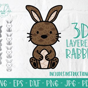 Lapin en couches 3D, Mandala 3D animal de la forêt, SVG en couches, lapin SVG, lapin en couches SVG, fichier Cricut, fichier de coupe en couches, fichier Silhouette