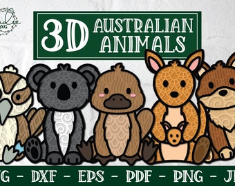 3D Australian Animals, Layered Mandala SVG, 3D Mandala SVG, 3D Platypus, 3D Kangaroo, Koala SVG, Dingo Svg, Australia Svg, 3D Australia Svg
