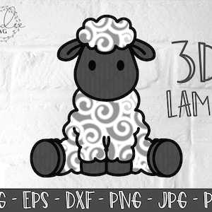 3D Lamm SVG, Layered Lamm, 3D Schaf, Papercut Lamm, Lamm Mandala, 3D Mandala SVG