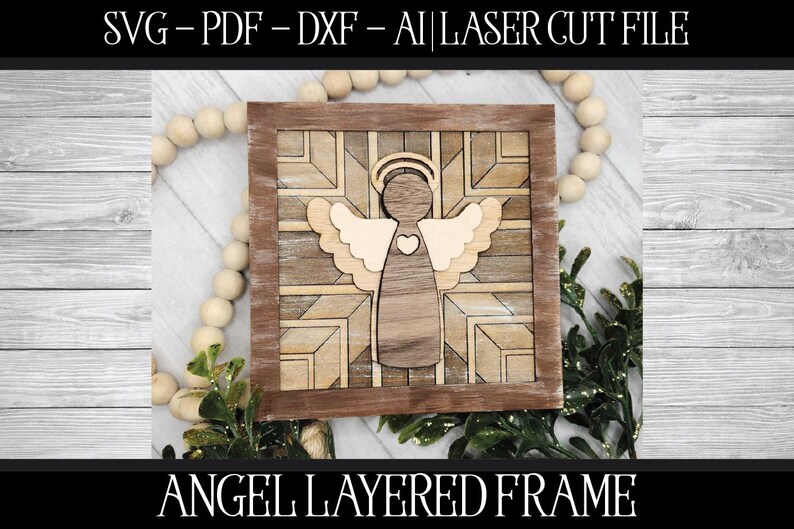 Layered Angel Frame, Laser Cut Angel, Glowforge Layered Frame, Laser ...