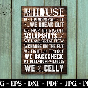 In This House SVG, Hockey SVG, hockey mom svg, download istantaneo, cricut, cut file, silhouette, hockey decor, hockey stick svg, hockey puck