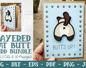 Card SVG Bundle, Layered Card SVG, 3D Card SVG, Cat Butt Card, Greeting Card Svg, Papercut Svg, Card Cut File, Cricut Card, Funny Card Svg