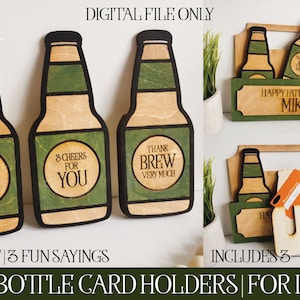 Laser Cut File, Glowforge, Laser Father's Day, Beer Card Holder SVG, Beer Bottle SVG, Laser Beer Svg, Laser Card Holder, Gift for Dad, Laser