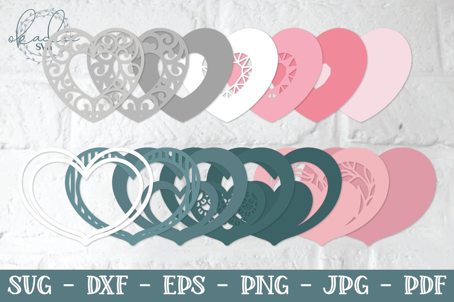 3D Valentine Hearts SVG Bundle Layered Heart 3D Heart 3D | Etsy