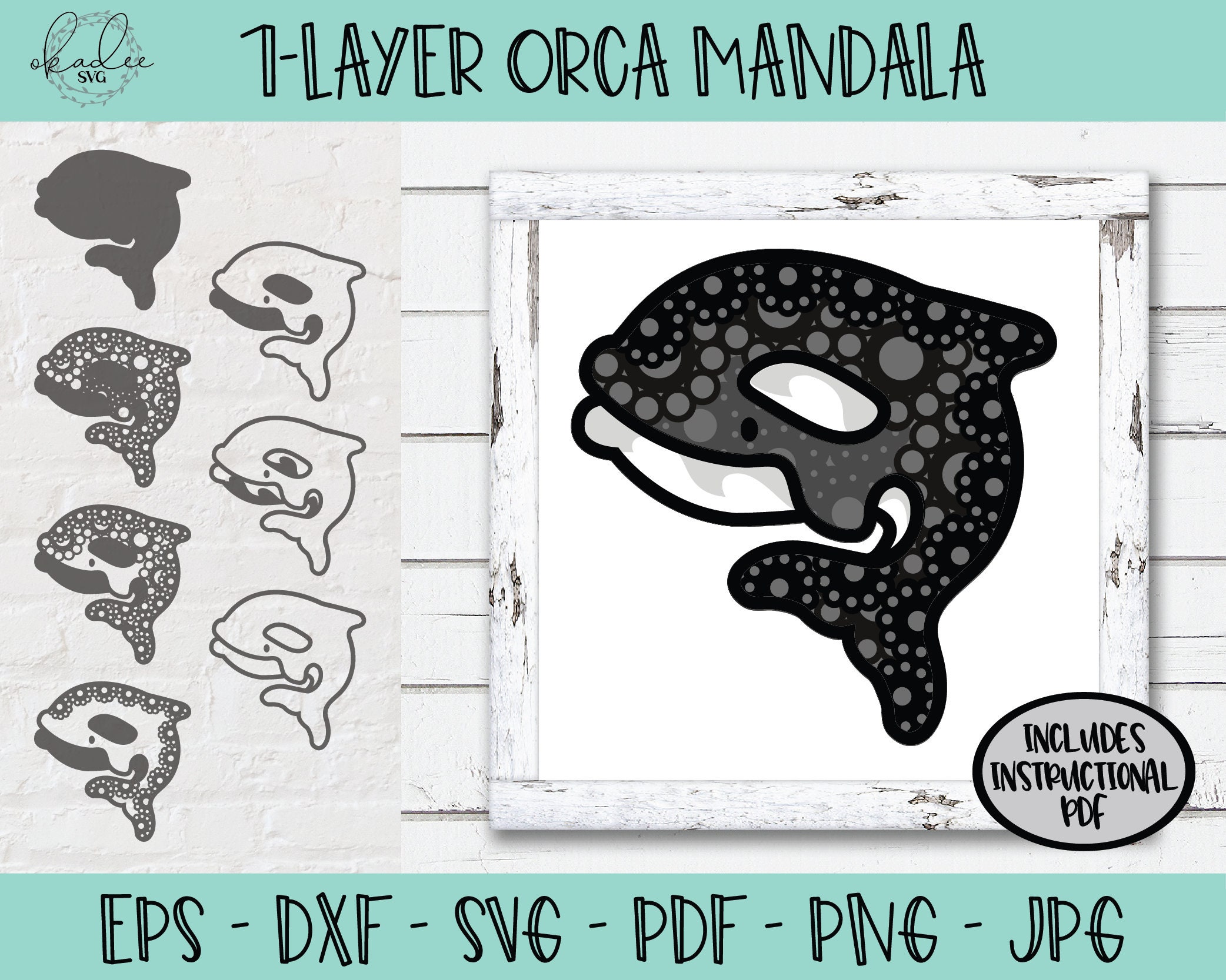 Download 3d Mandala Svg Layered Mandala Svg Whale Mandala Orca Etsy