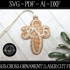 Jesus Ornament SVG, Glowforge Ornament, Glowforge-Datei, Laser-Datei, Laser Jesus Kreuz, Kreuzschnittdatei, Kreuz Ornament SVG, Laserkreuz SVG