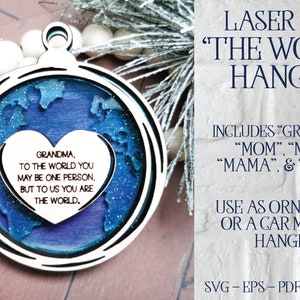 Lasergesneden moeder ornament, oma ornament, Glowforge kerst SVG, Glowforge moeder, Moederdag SVG, Laser Moederdag, cadeau voor moeder Svg