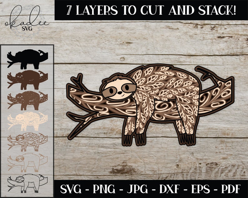 Download Cricut File Silhouette File 3d Mandala Svg Sloth Svg Instant Download Layered Sloth Svg 3d Sloth Svg Layered Mandala Svg Clip Art Image Files Craft Supplies Tools Vadel Com