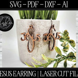 Brinco de Páscoa SVG, Brinco Cruz de Jesus, Páscoa Glowforge, Arquivo Laser, Laser Cristão, Brinco Cristão, Arquivo de Corte de Páscoa, Brinco Laser