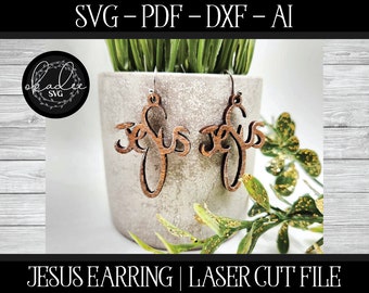 Easter Earring SVG, Jesus Cross Earring, Glowforge Easter, Laser File, Christian Laser, Christian Earring, Easter Cut File, Laser Earring