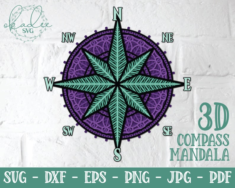 Download Clip Art Dxf 3d Compass Mandala Adventure Svg Travel Svg Camping Svg Papercut Mandala Layered Compass Svg Papercut Compass Papercut Travel Art Collectibles