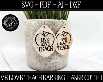 Leraar Earring SVG, Earring Laser-bestand, Glowforge Earring, Apple Earring Laser-bestand, Leraar Laser Cut-bestand, Laser School Svg, Laser SVG
