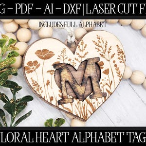 Floral Alphabet Ornament Datei, Laser geschnitten Ornament, Glowforge Monogramm, Monogramm Ornament SVG, Cross Cut Datei, Glowforge SVG Laserdatei