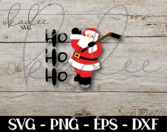 Hockey Santa SVG, Christmas SVG, Hockey SVG, Hockey Decal, Hockey Mom, Santa Claus, Cricut, Cut file, silhouette, hockey stick, skates
