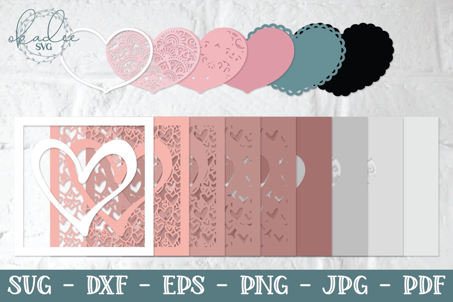 3D Valentine Hearts SVG Bundle Layered Heart 3D Heart 3D | Etsy