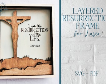 Påsk laserskuren fil, Jesus Svg, kors laserskuren fil, Glowforge-fil, laserskuren fil, laser SVG, påsk kors Svg, lager-lasersvg