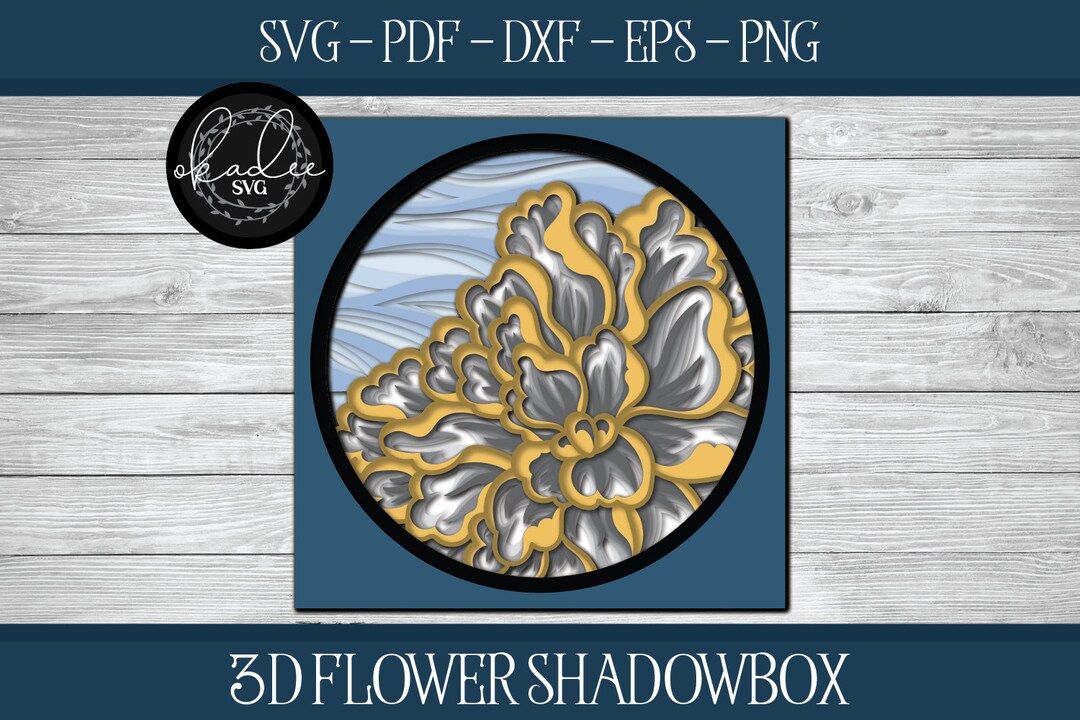 3D Flower Shadowbox, Shadowbox Cut File, Cricut Shadowbox, Floral Shadowbox File, Shadowbox SVG