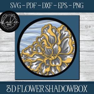 3D Blumen Shadowbox, Shadowbox Cut File, Cricut Shadowbox, Floral Shadowbox Datei, Shadowbox SVG, Flower Shadowbox, 3D Flower SVG, Layered