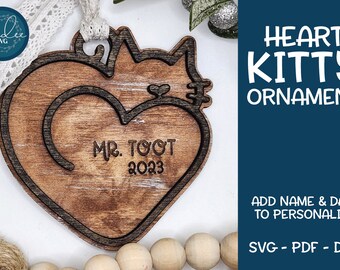 Laser geschnitten Datei, Glowforge, Katze Ornament, Weihnachtsverzierung, Katze Weihnachten SVG, Laser geschnitten Ornament, Laser Weihnachten SVG, Glowforge