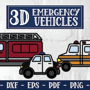 3D 緊急車両、救急隊員、緊急作業員 SVG、3D SVG、3D マンダラ、レイヤー、消防車 SVG、救急車 SVG、3D 消防車、警察