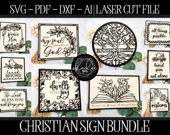 Laser Cut Christian Sign Bundle, Christian SVG File (Digital Download)