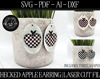 Teacher Earring SVG, Earring Laser File, Glowforge Earring, Apple Earring Laser File, Teacher Laser Cut Bestand, Laser School Svg, Laser SVG