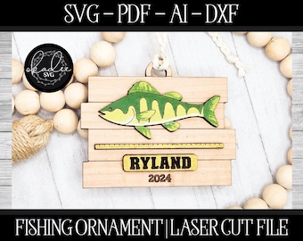 Fishing Laser File, Laser Cut Ornament, Glowforge File, Laser SVG, Fishing Cut File, Laser Ornament, Glowforge SVG, Fishing Ornament File