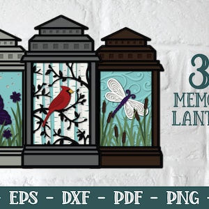3D Memorial Laterne, 3D Memorial SVG, Layered Memorial, 3D Cardinal SVG, 3D Butterfly SVG, 3D Libelle SVG, Cardinal Memorial SVG, Cut File