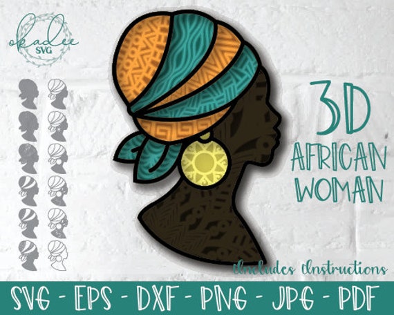 3D African Woman SVG, 3D Mandala SVG, Layered Mandala SVG, Zentangle Svg, Black Woman Svg, Black Queen Svg, Tribal Svg, African Cut File