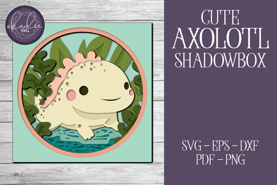 3D Axolotl Shadowbox SVG, Axolotl Shadowbox, 3D Axolotl SVG, Layered