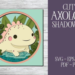3D Axolotl Shadowbox SVG, Axolotl Shadowbox, 3D Axolotl SVG, Layered SVG, 3D Papercut Svg, Cute Shadowbox, Cute Axolotl Cut File, Cricut
