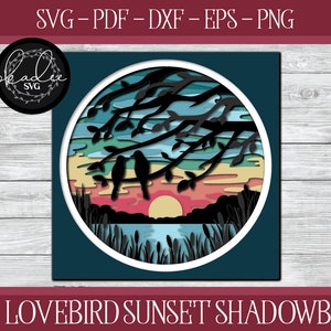 3D inséparable coucher de soleil Shadowbox, fichier de coupe Shadowbox, Cricut Shadowbox, fichier oiseau Shadowbox, SVG Shadowbox, coucher de soleil Shadowbox, fichier Cricut