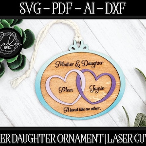 Mutter Tochter Laser-Datei, Laser geschnitten Ornament, Glowforge Mom-Datei, Laser SVG, Mutter geschnitten Datei, Laser Verzierung, Glowforge SVG, Laser Herz
