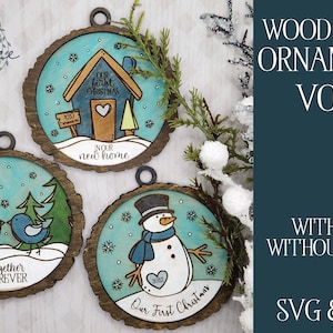 Wood Round Ornament, Laser Cut Files, Laser Cut Christmas, Glowforge, Glowforge Files, Christmas Ornament SVG, Laser Ornament Svg, Laser Cut