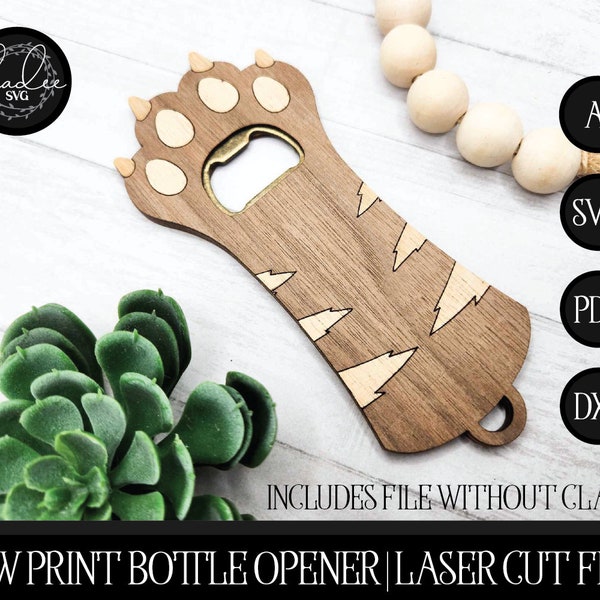 Paw Bottle Opener SVG, Glowforge Bottle Opener, Glowforge Paw Print, Laser File, Laser Bottle Opener, Dog Laser Cut File, Dog Bottle Opener