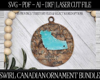 Swirl Canada Ornament Laser File: Province Bundle (Digital Download)