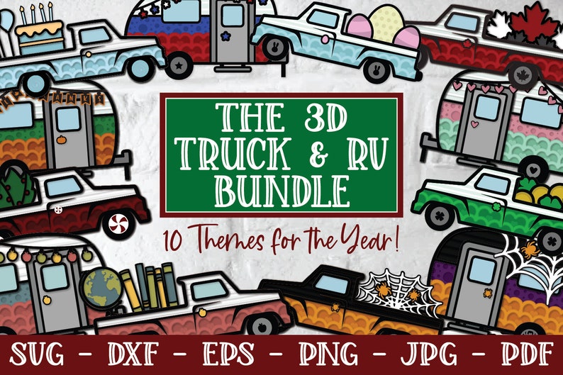Download 3d Truck Rv Bundle Layered Valentines Truck 3d Easter Etsy