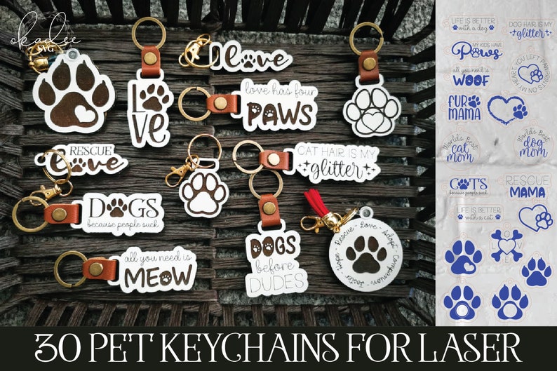 Pet Keychain SVG Bundle Dog Keychain Laser Laser Cut Files Etsy