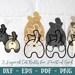 Card SVG Bundle, Layered Card SVG, 3D Card SVG, Cat Butt Card, Greeting Card Svg, Papercut Svg, Card Cut File, Cricut Card, Funny Card Svg image 2