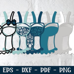 May include: A set of six digital cut files featuring a black and white outline of a bra with a lace design. The files are available in SVG, EPS, DXF, PDF, PNG, and JPG formats.