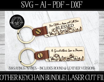 Mothers Day SVG, Keychain Cut File, Glowforge Keychain, Laser File, Mother SVG, Laser Grandma SVG, Mom Keychain File, Laser Cut Flower