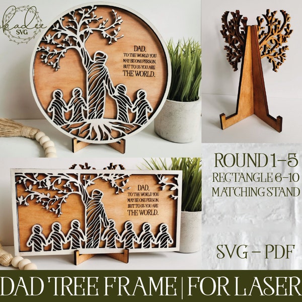 Laser Cut File, Glowforge, Dad Tree SVG, Father's Day Tree, Father's Day SVG, Laser Cut Dad, Laser Father's Day, Grandpa Svg, Papa Svg