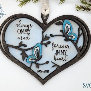 Per sempre nel mio cuore ornamento, taglio laser SVG, file di taglio laser, ornamento di Natale, ornamento commemorativo, memoriale laser, file Glowforge, laser