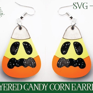 Laser Cut File, Glowforge, Layered Earring SVG, Halloween Earring, Laser Cut Earring, Candy Corn Earring, Glowforge Earring, Halloween SVG