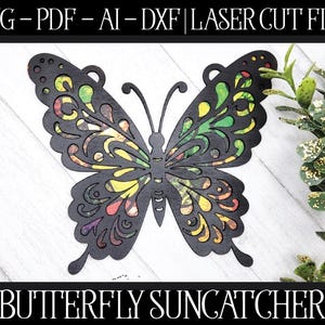 Butterfly Suncatcher File, Laser Cut Suncatcher, Glowforge Suncatcher, Butterfly SVG, Butterfly Cut File, Glowforge SVG, Laser File