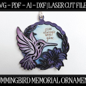 Kolibrie-ornamentbestand, lasergesneden ornament, Glowforge-ornament, Memorial SVG, gesneden bestand, Glowforge SVG, laserbestand, lasergesneden vogel