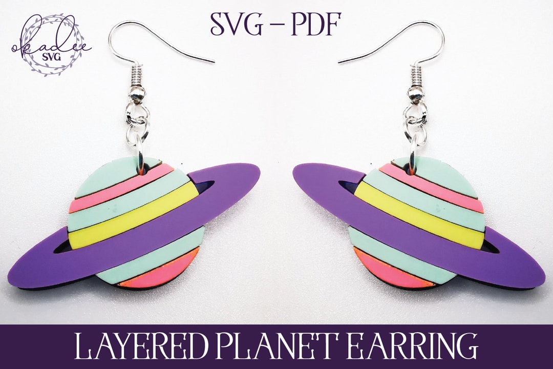 Laser Cut File, Laser Cut Earring, Layered Earring SVG, Space Earring
