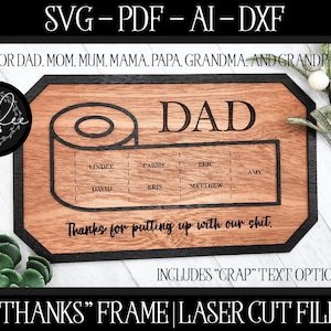 Vaderdag SVG, Glowforge Moederdag, Laser Cut-bestand, Glowforge-bestand, onze shit verdragen SVG, bedankt papa SVG, Laser Frame Svg