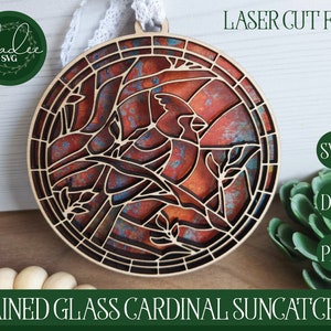 Cardinal Suncatcher SVG, Laser Cut File, Laser Cut Suncatcher, Glowforge File, Glowforge Suncatcher, Laser Cut Cardinal, Glowforge Cardinal